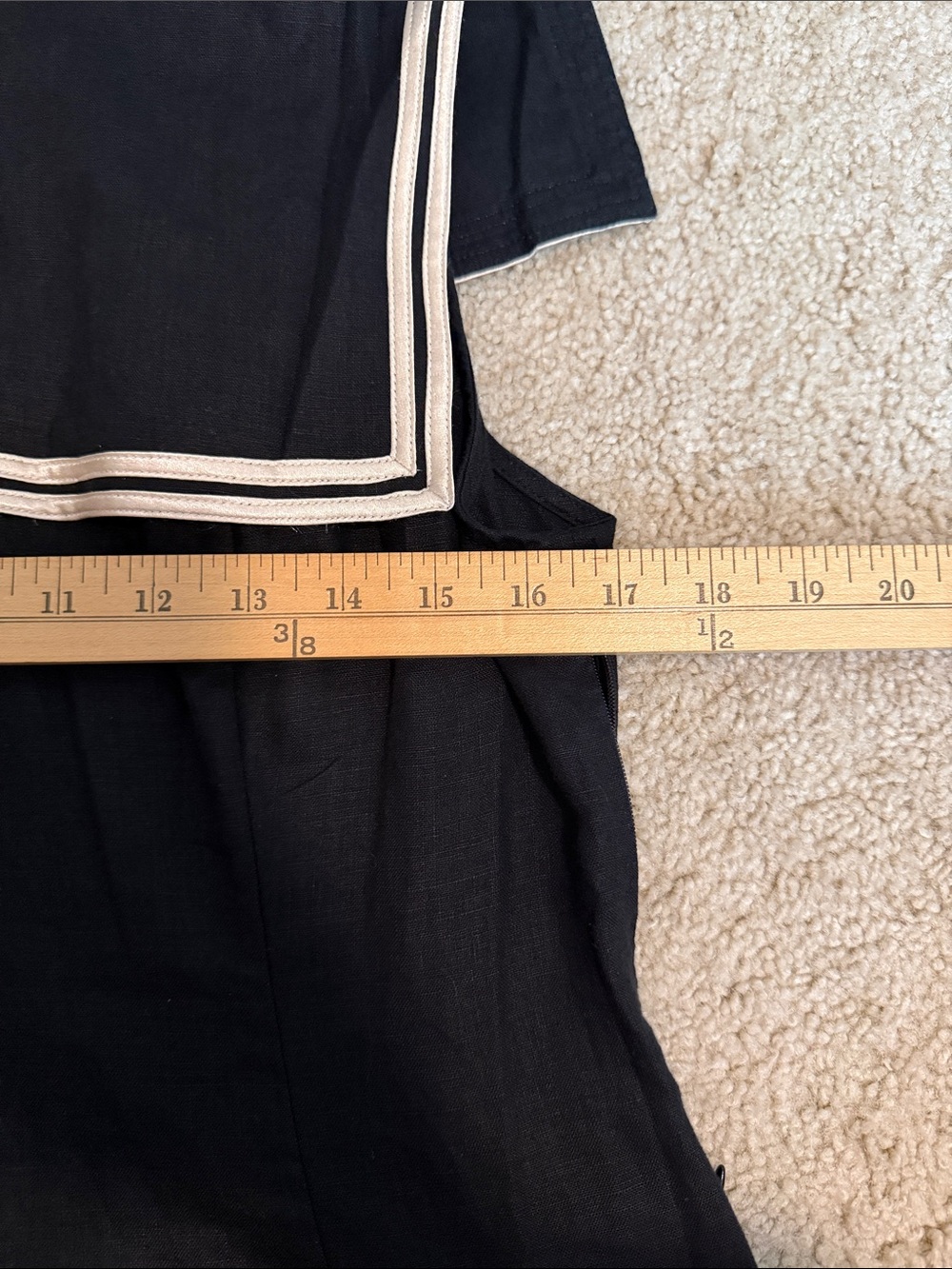 Doen Matilda Black Midi Dress with White Sailor Trim | size 8 - Picture 5 of 8